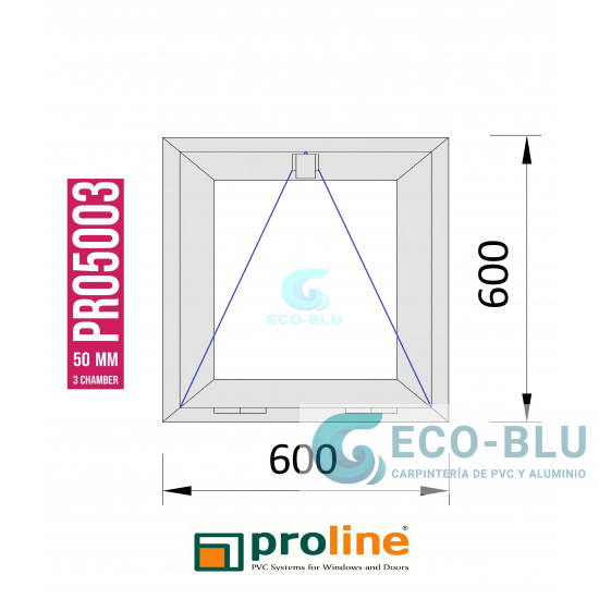 Janela de PVC basculante 600x600 Branco Vidro Granulado