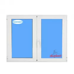 Ventana PVC 1400x1000 Blanca 2 Hojas Oscilobatiente Vidrio Transparente