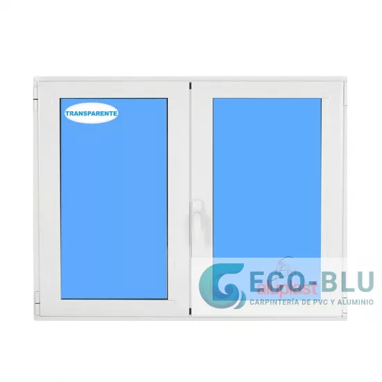 Ventana PVC 1400x1000 Blanca 2 Hojas Oscilobatiente Vidrio Transparente