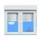 Ventana PVC 1500x1340 Blanca 2 Hojas Oscilobatiente con Persiana Vidrio Transparente