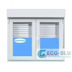Ventana PVC 1000x1355 Blanca 2 Hojas Oscilobatiente con Persiana Vidrio Transparente