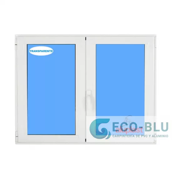Ventana PVC 1200x1000 Blanca 2 Hojas Oscilobatiente Vidrio Transparente