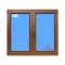 Ventana PVC 1000x1000 Roble Dorado 2 Hojas Oscilobatiente Vidrio Transparente