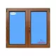 Ventana PVC 1000x1000 Roble Dorado 2 Hojas Oscilobatiente Vidrio Transparente