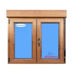 Windows Pvc Tilt and Turn 1000x1155 Double Golden Oak Glass Clear with Roller shutters