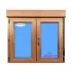 Windows Pvc Tilt and Turn 1000x1155 Double Golden Oak Glass Clear with Roller shutters