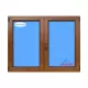 Ventana PVC 1200x1000 Roble Dorado 2 Hojas Oscilobatiente Vidrio Transparente