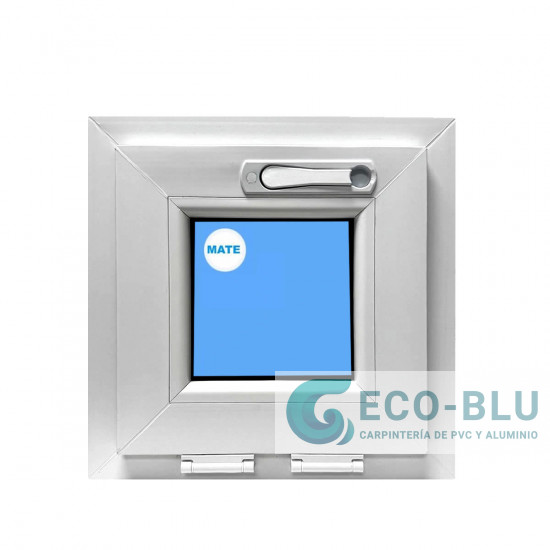 Ventana PVC Oscilante 450X450 Blanca Vidrio Mate Manivela Oculta