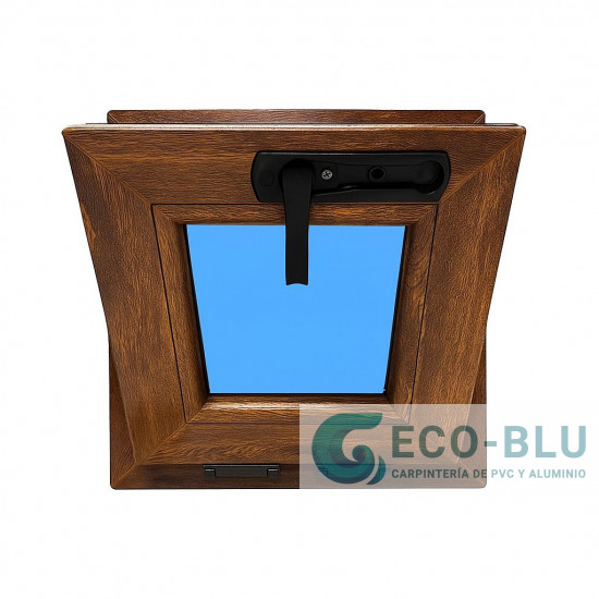 Windows Upvc Bottom-hung 400X400  Golden Oak  Glass Frosted Hidden Crank