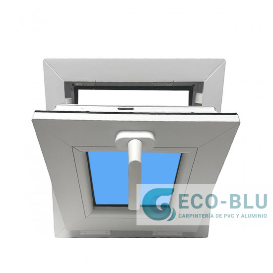 Janela PVC Basculante 400X400 Branco Vidro Granulado