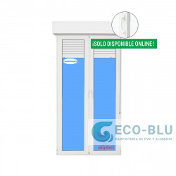 Porte balcone ad anta ribalta PVC 1500x2285 Bianco Vetro trasparente con Tapparella Maniglia Interno/Esterno con cerratura
