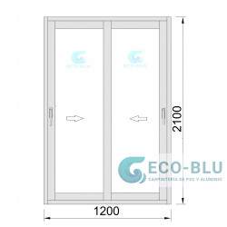 Schiebetür 1200x2100 Weiss Sauberes Glas Haustürdrücker Innen standard