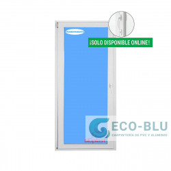 Puerta Balconera PVC 900x2100 Blanca Oscilobatiente Izquierda Vidrio Transparente Manivela Interior/Exterior con cerradura