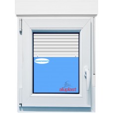 Ventana PVC 800x1155 Blanca Oscilobatiente Izquierda con Persiana Vidrio Transparente