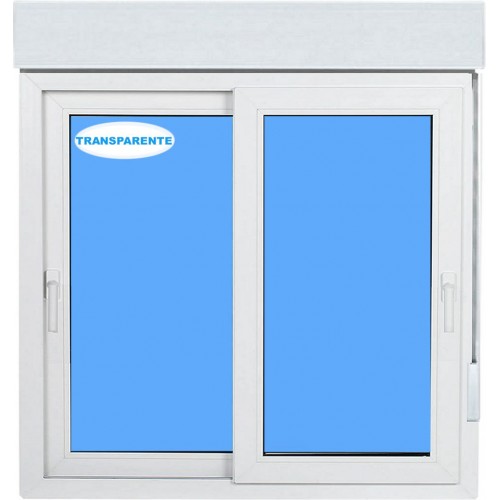 Ventana PVC 1200x1155 Blanca 2 Hojas Oscilobatiente con Persiana Vidrio  Transparente